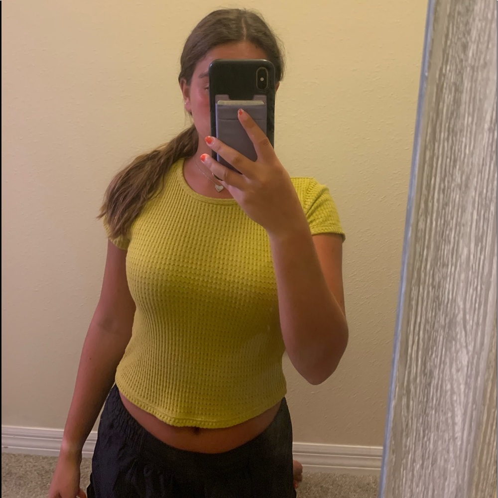 American Eagle yellow/green crop top.